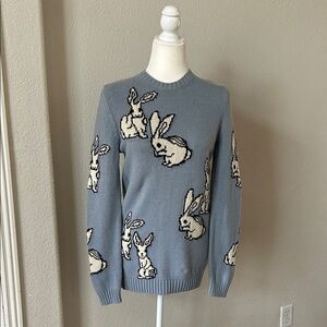 Prada Blue Rabbit Intarsia Wool Sweater